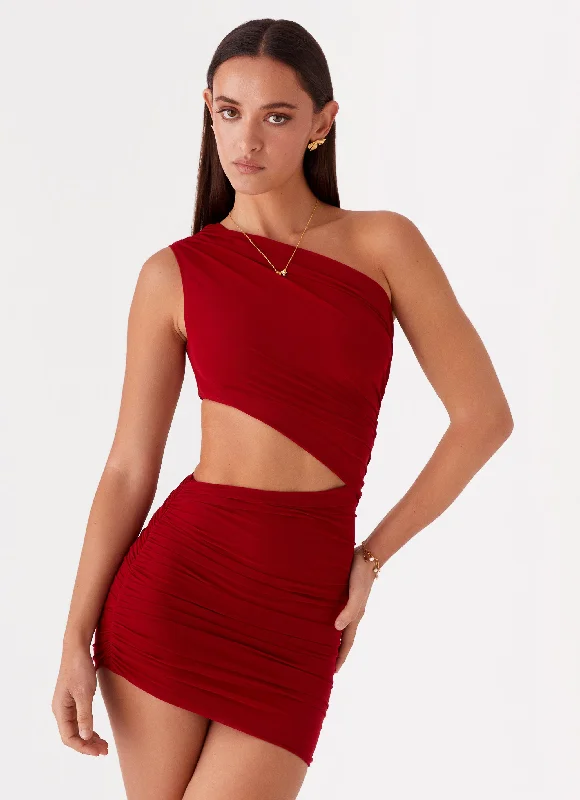 Addie Mini Dress - Ruby Red