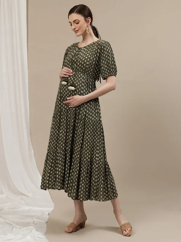 Green Long Maternity Dress