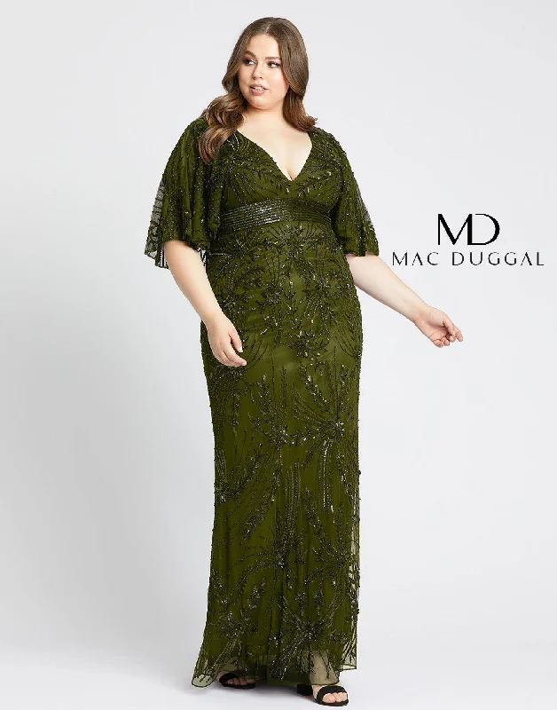 Mac Duggal 5335 Long Plus Size Cape Sleeve Dress Sale