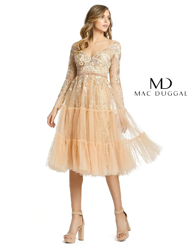 Mac Duggal 67547 Short Long Sleeve Cocktail Dress