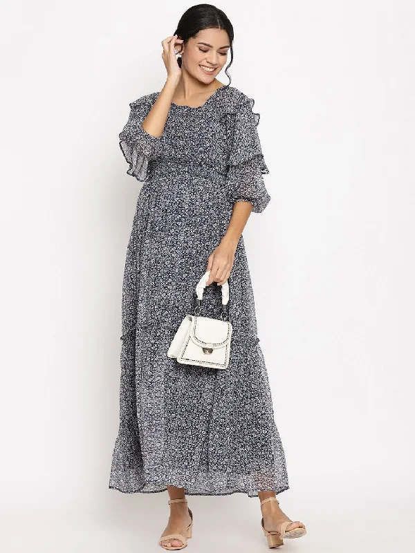 Smocked Maternity Maxi Dress