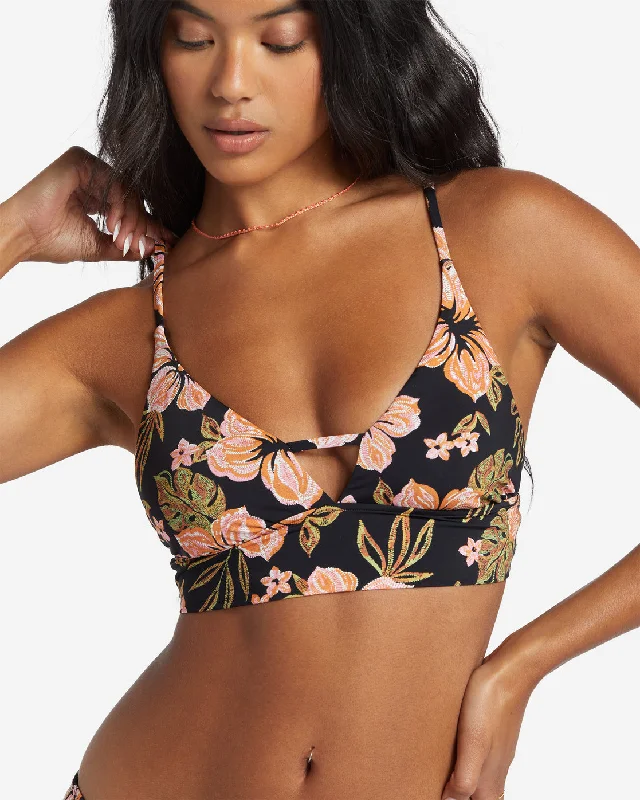 Hooked On Tropics V Neck Cami Bikini Top - Black Pebble