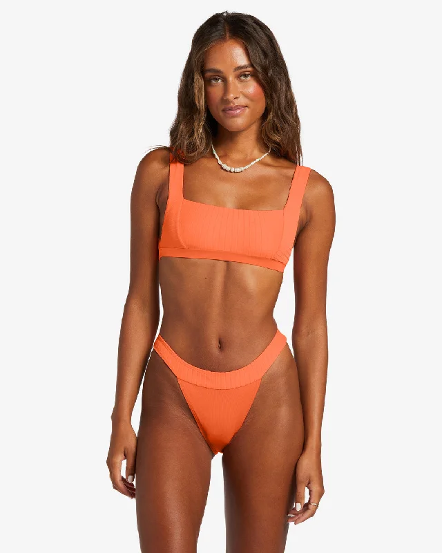 Lined Up Banded Hike Bikini Bottoms - Poppin Peach