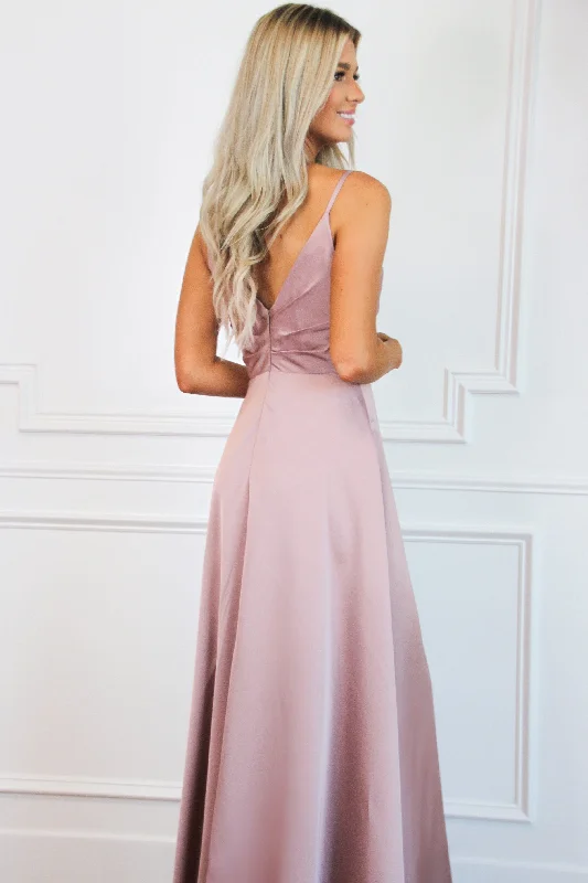 Adelaide Slit Satin Formal Dress: Mauve