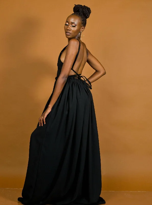 African Yuva Hornet Maxi Dress - Black