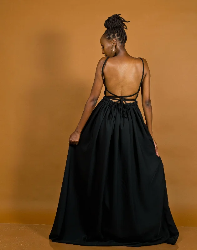 African Yuva Hornet Maxi Dress - Black