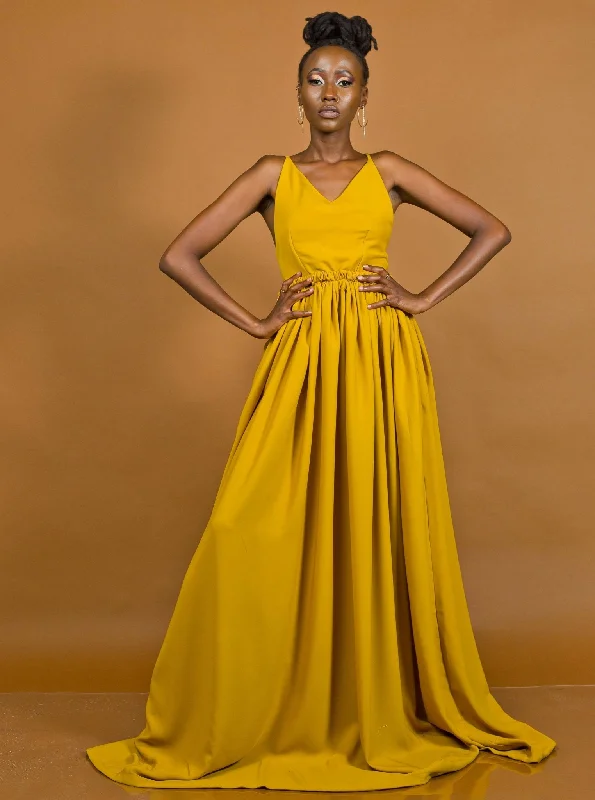 African Yuva Hornet Maxi Dress - Mustard