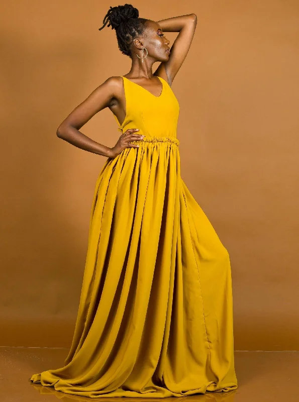 African Yuva Hornet Maxi Dress - Mustard