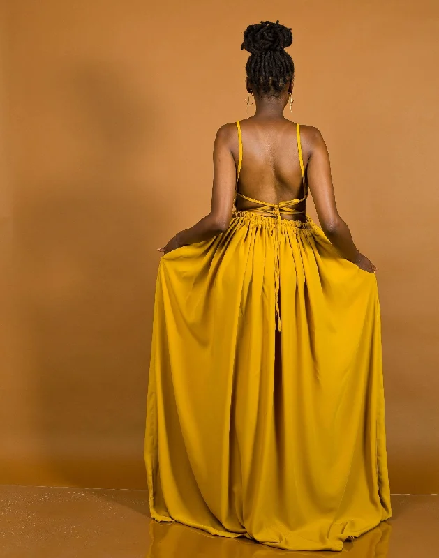 African Yuva Hornet Maxi Dress - Mustard