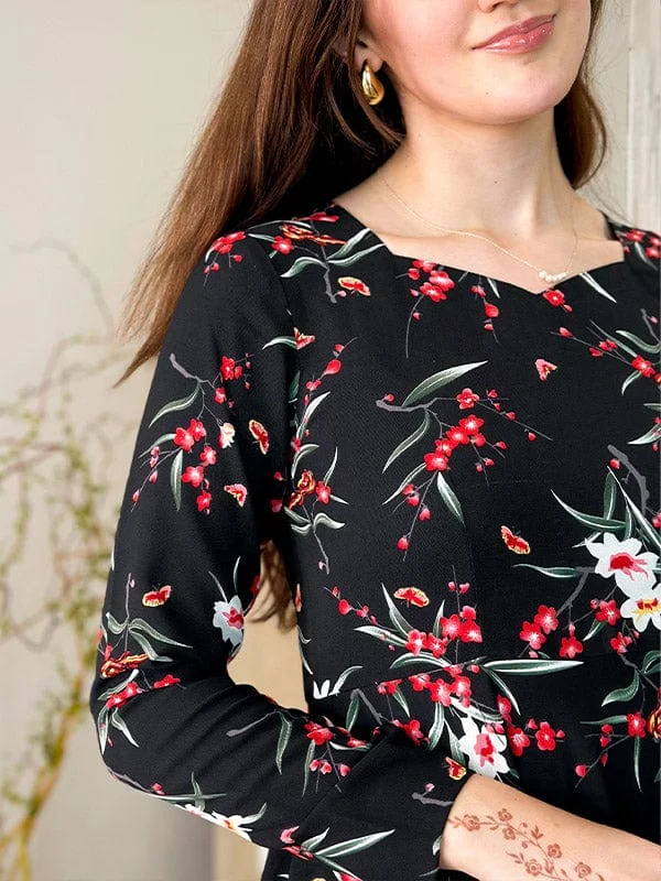 Ashlyn Black Floral Dress