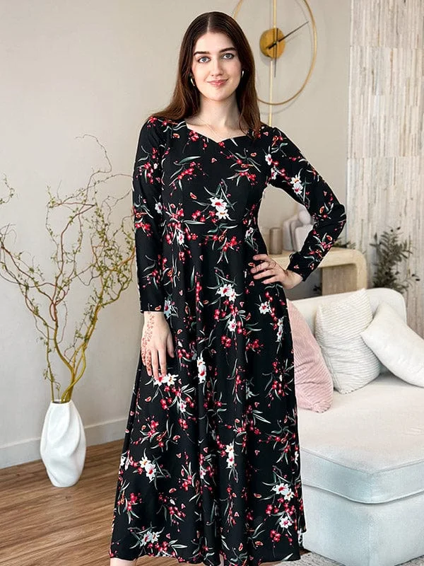 Ashlyn Black Floral Dress