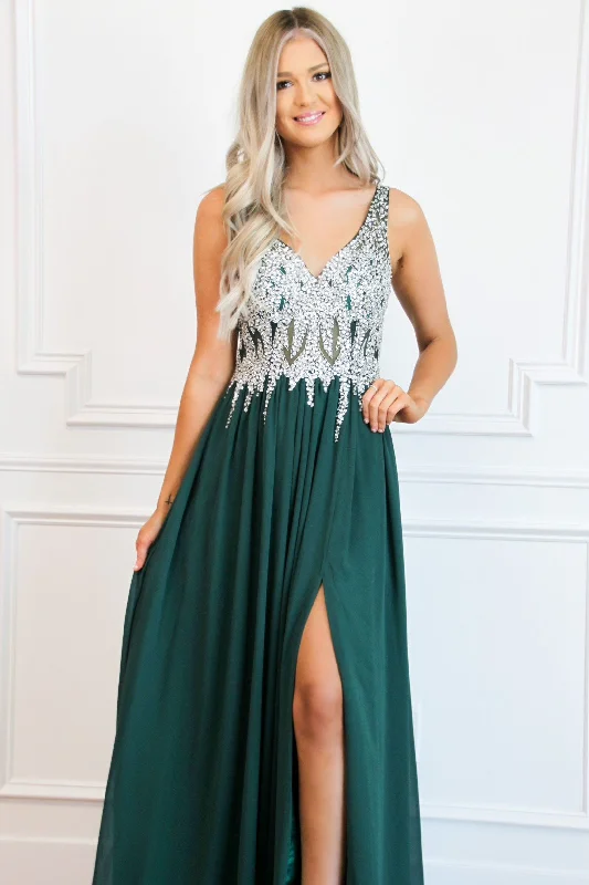 Beaded With Love Formal Dress: Hunter Green