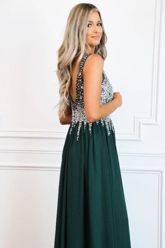 Beaded With Love Formal Dress: Hunter Green