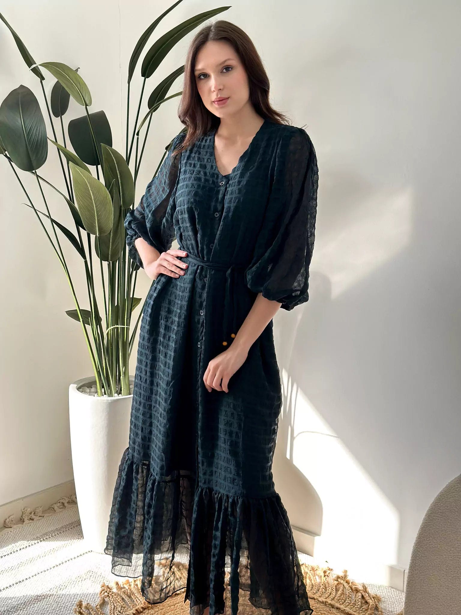 Ever Green Texture Long Dress