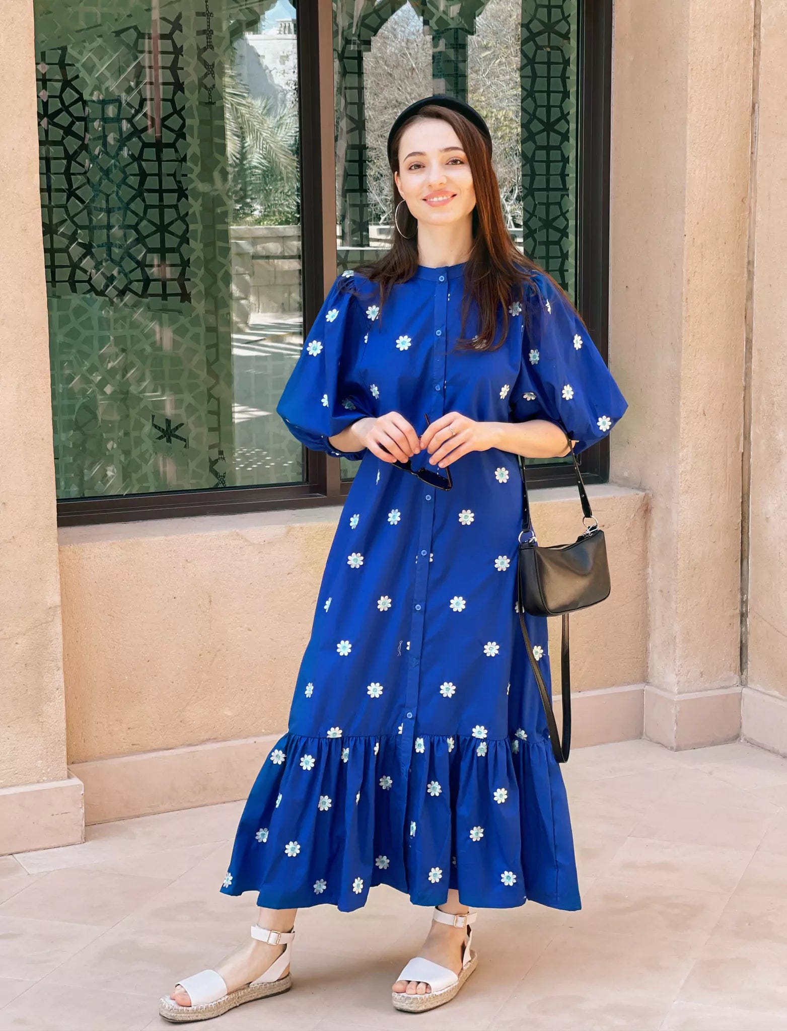 Mermaid Summer Cotton Embroidered Dress - Blue