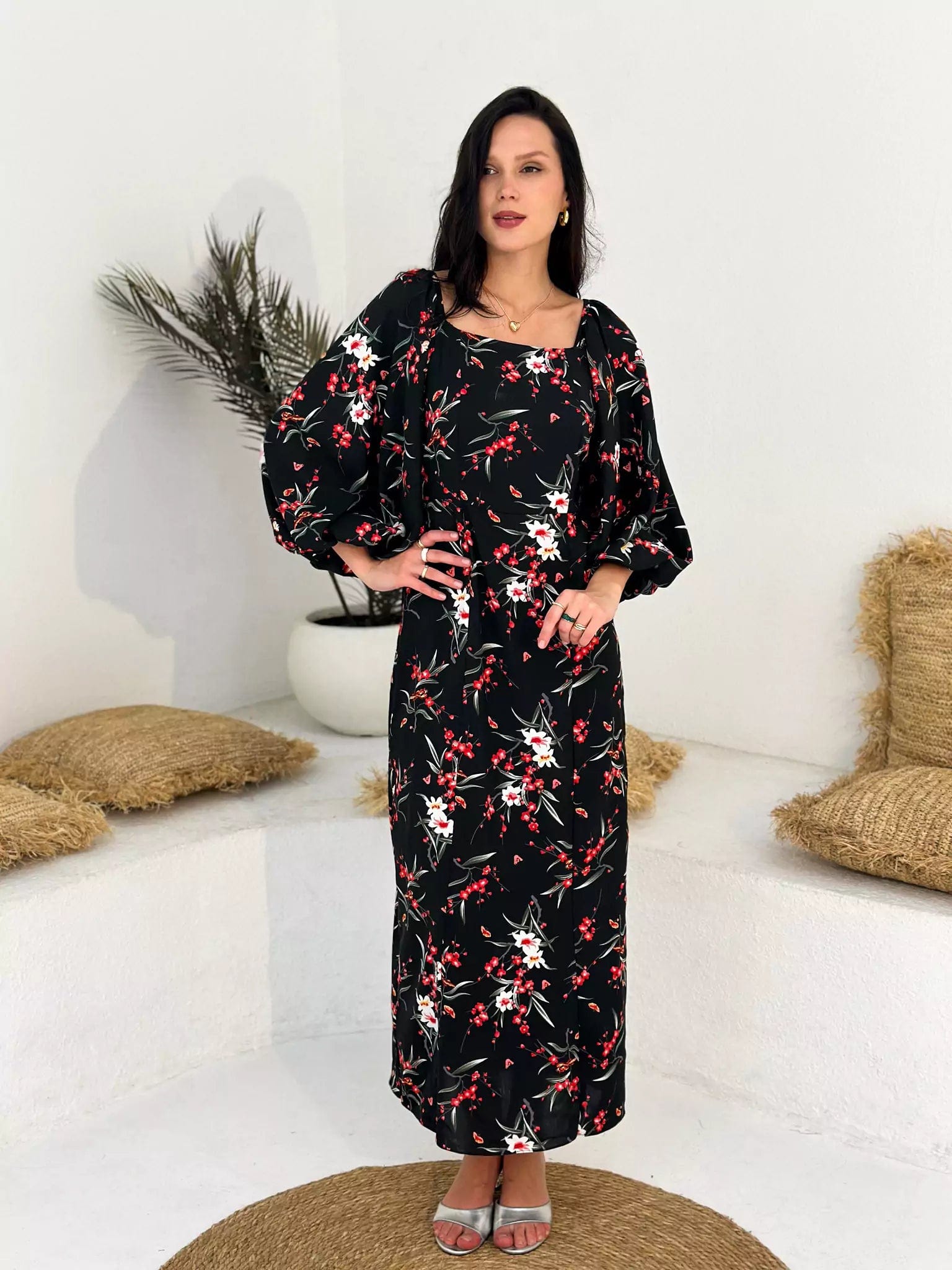 Miyaki Black Floral Dress - Bodycon