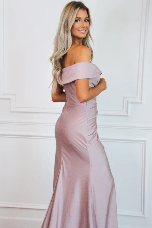 One For Me Off Shoulder Formal Dress: Mauve