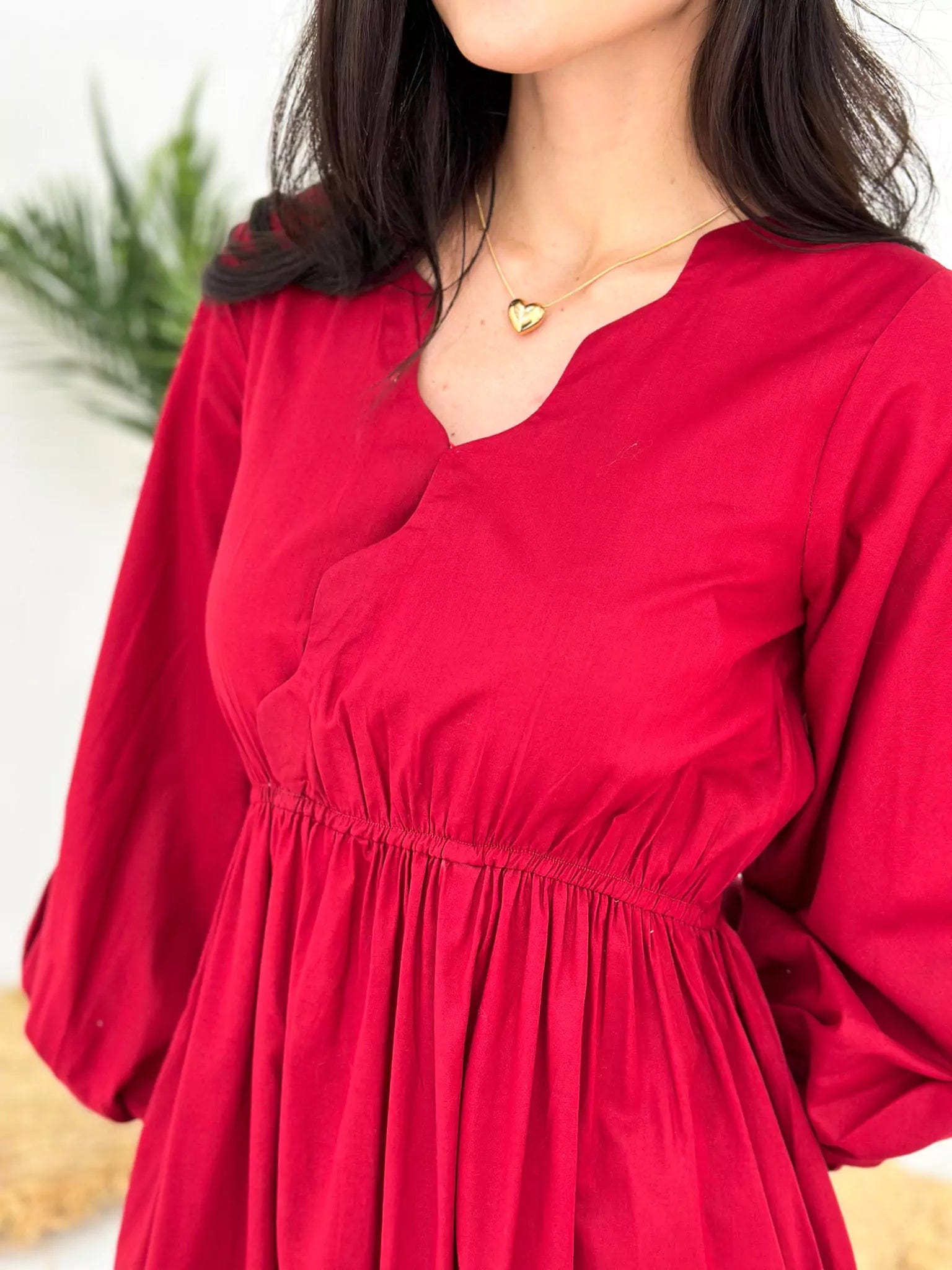 Red Velvet Summer Cotton Dress