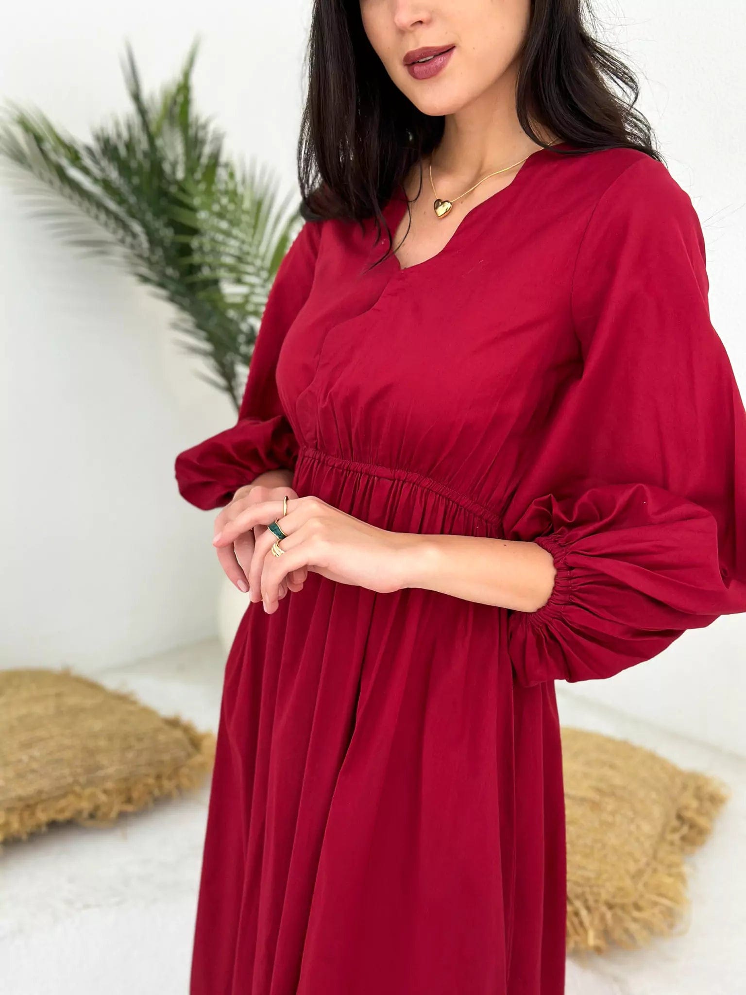 Red Velvet Summer Cotton Dress