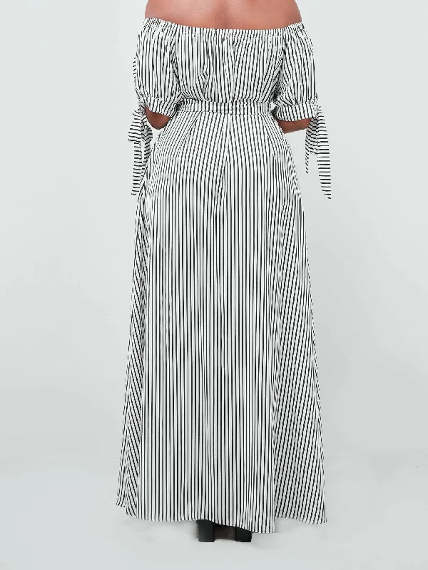 Salok Havilah Dabby Offshoulder Maxi Dress - Navy Blue Strips