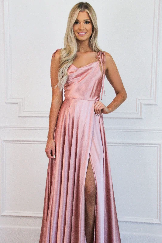 Tonight's the Night Satin Formal Dress: Dusty Rose