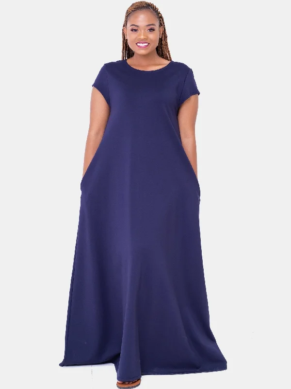 Vivo Basic Kena Tent Maxi Dress - Navy Blue