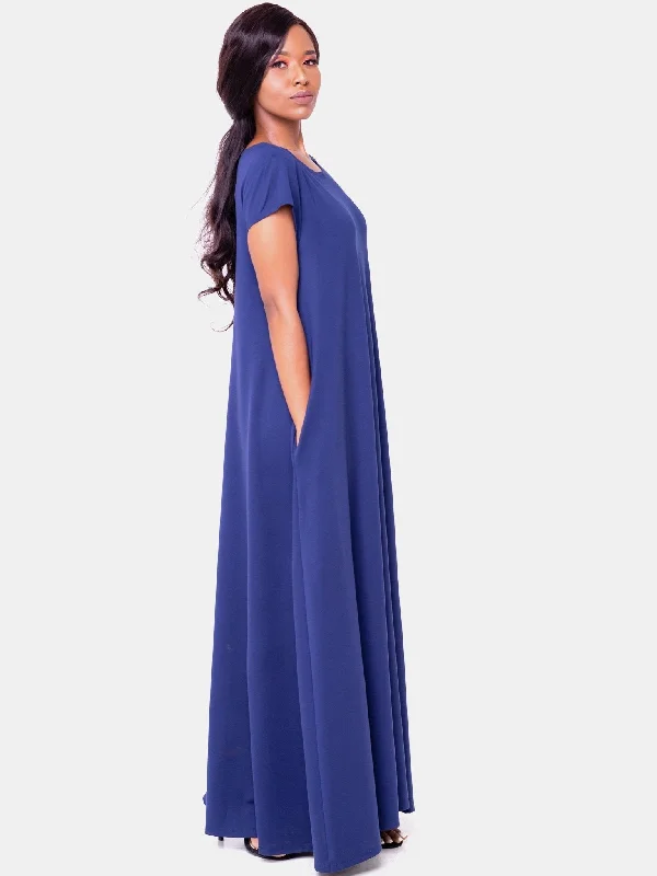 Vivo Basic Kena Tent Maxi Dress - Navy Blue