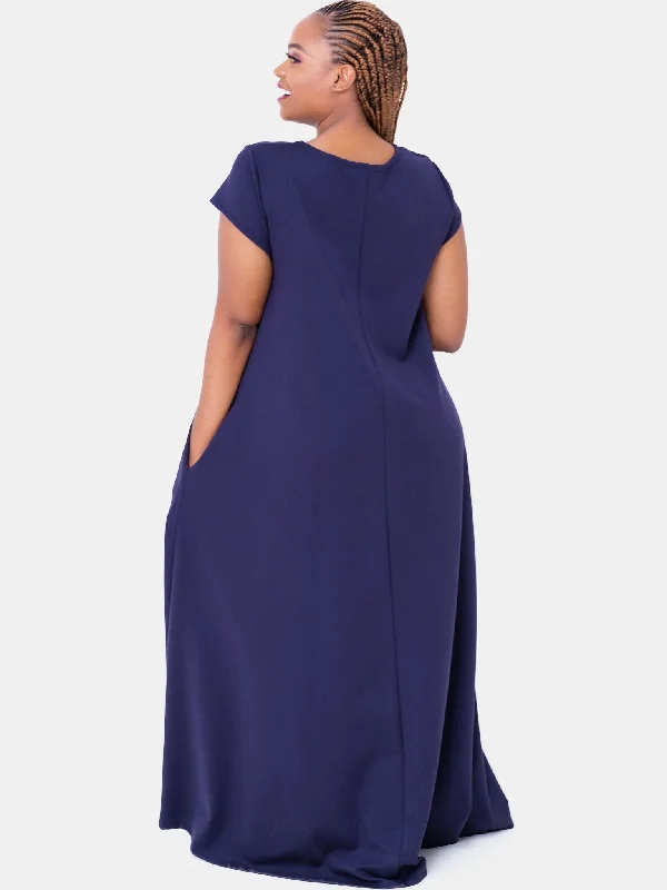 Vivo Basic Kena Tent Maxi Dress - Navy Blue