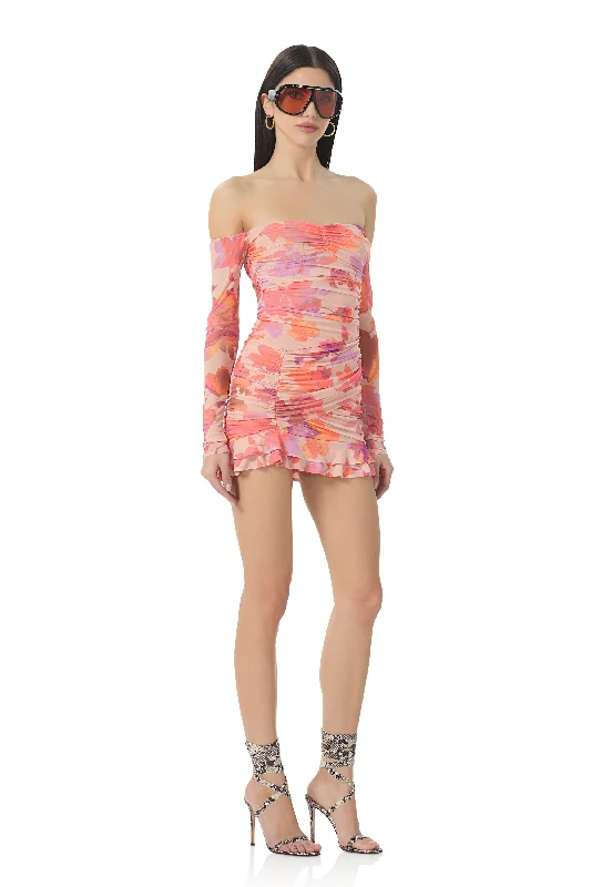 Adrian Mini Dress - Nude Marble Floral