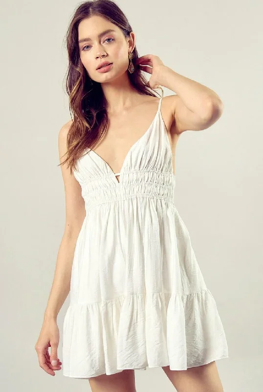 Always Graceful White Ruffled Mini Dress