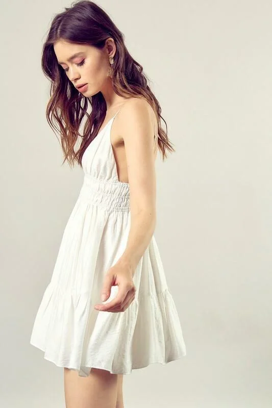 Always Graceful White Ruffled Mini Dress