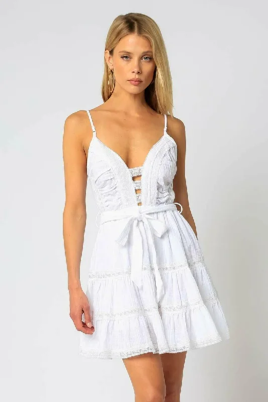 Annalise White Lace Trim Dress