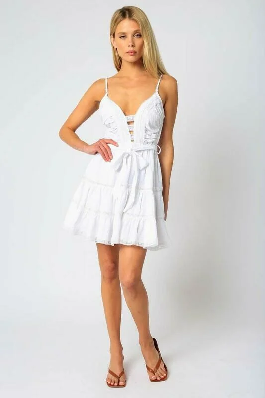 Annalise White Lace Trim Dress