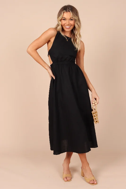 Aubrey Cutout Midi Dress - Black