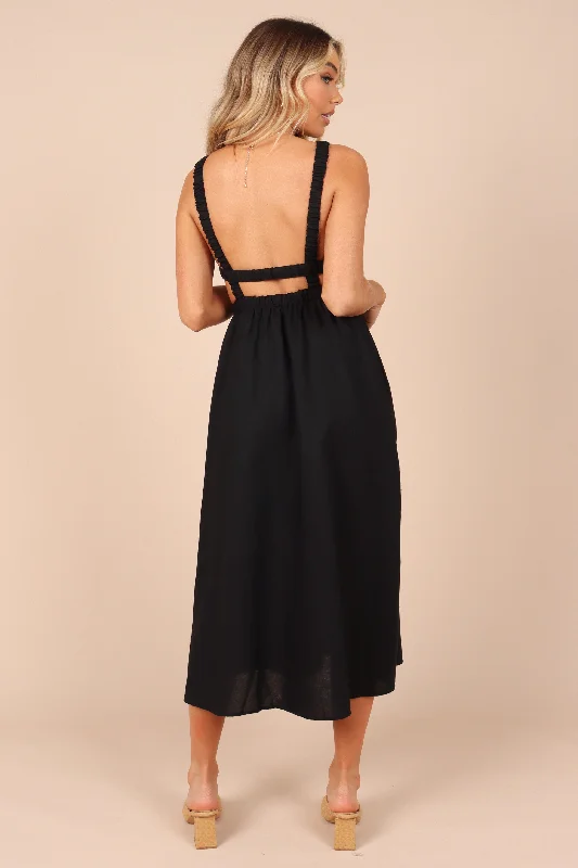 Aubrey Cutout Midi Dress - Black