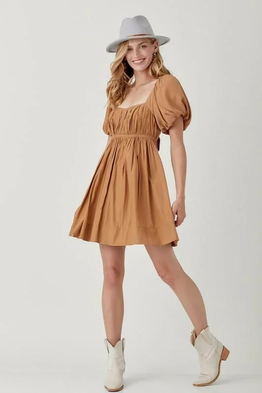 Chloe Biscuit Puff Sleeve Mini Dress