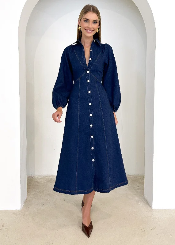 Cooper Denim Midi Dress - Indigo