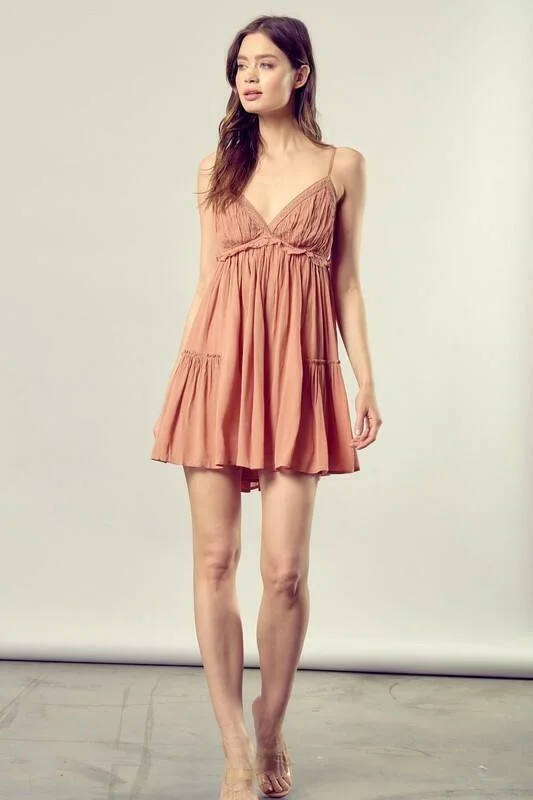 Dani Peanut Cami Ruffle Mini Dress