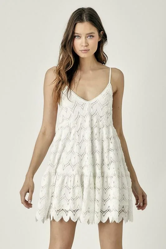 Davina White Crochet Mini Dress