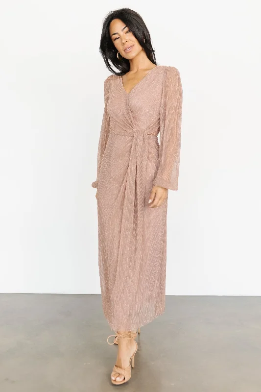 Devlyn Pleated Dress | Rose Shimmer