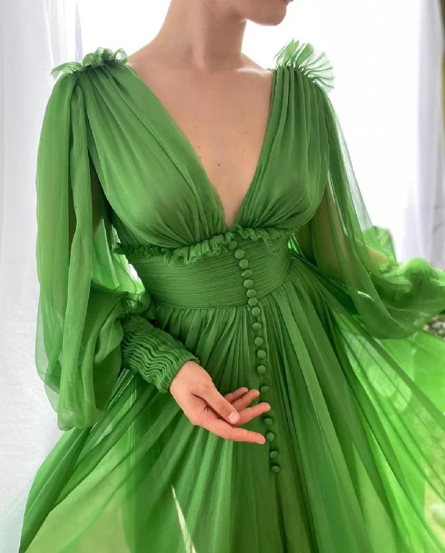 Draped Kelly Green Gown