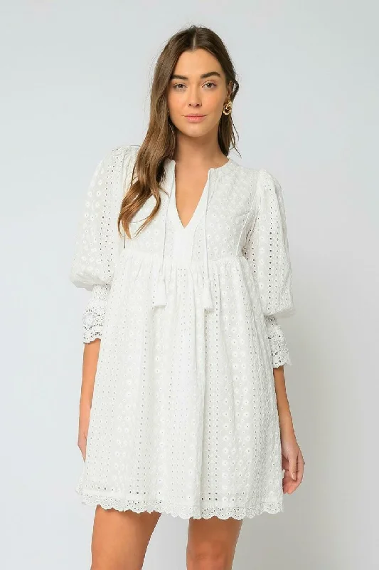 Edwina White Eyelet Shift Dress