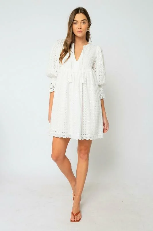 Edwina White Eyelet Shift Dress