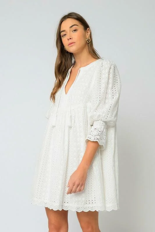 Edwina White Eyelet Shift Dress