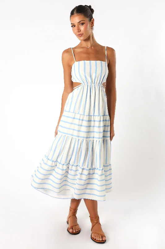 Evelin Midi Dress - Blue Stripe