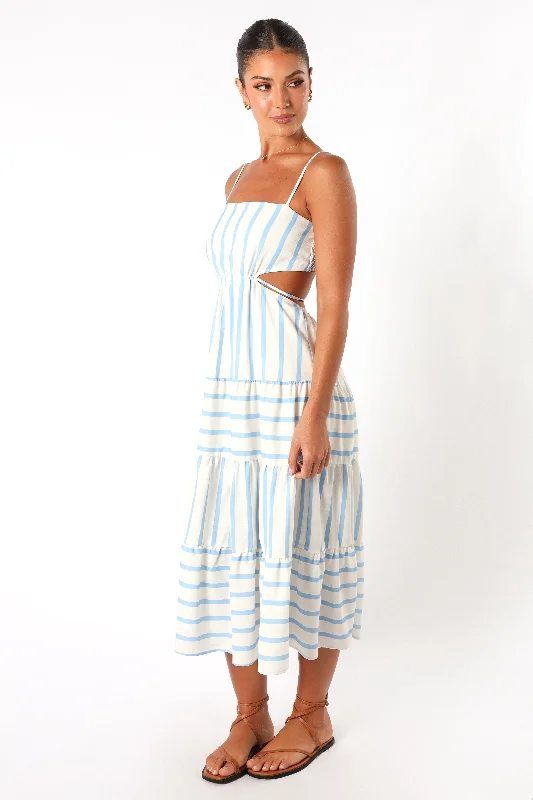 Evelin Midi Dress - Blue Stripe