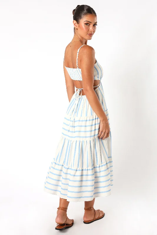 Evelin Midi Dress - Blue Stripe