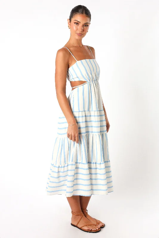 Evelin Midi Dress - Blue Stripe