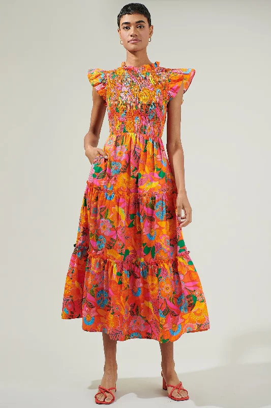 Idalia Floral Smocked Midi Dress