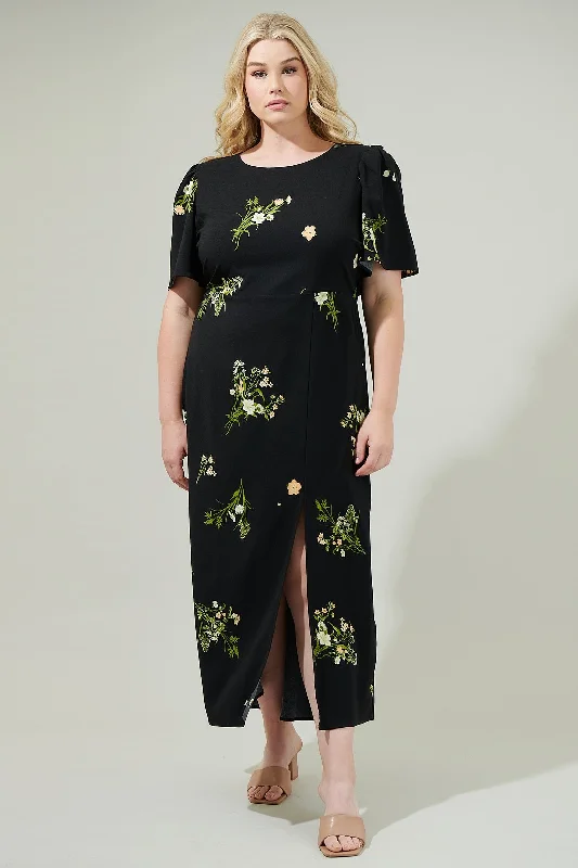 Jenna Floral Midi Dress Curve